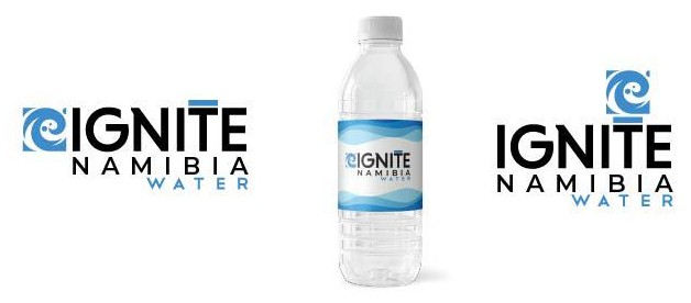 Ignite Namibia Water logo with a bottle of water